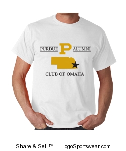 Purdue Alumni (Club of Omaha) - Printed T-Shirt (White) Design Zoom