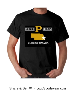 Purdue Alumni (Club of Omaha) - Printed T-Shirt (Black) Design Zoom